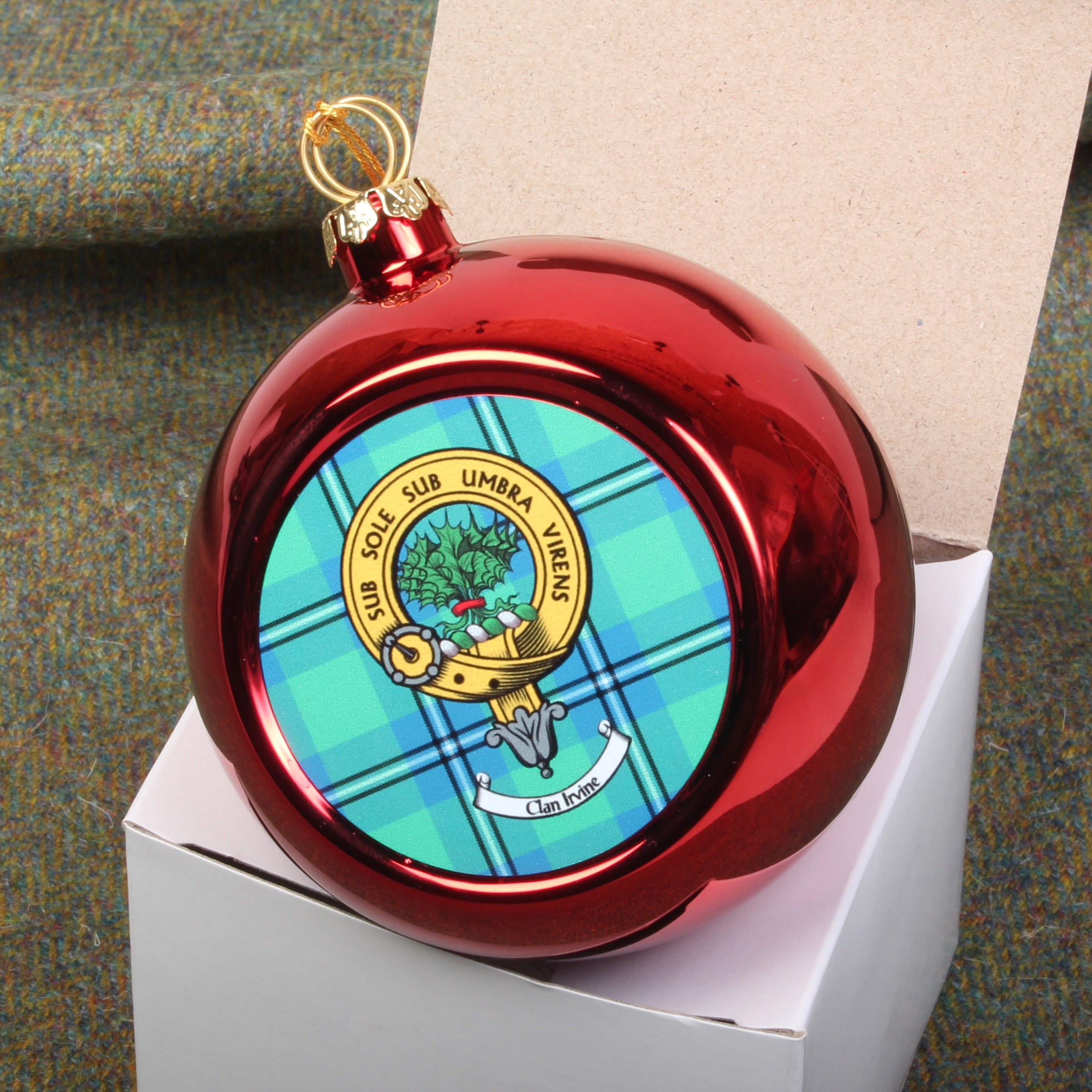 Irvine Clan Crest Christmas Bauble - Large