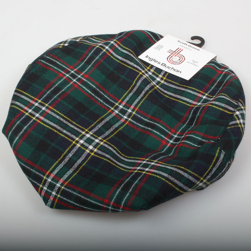 Pure Wool Golf Cap in Scott Green Modern Tartan