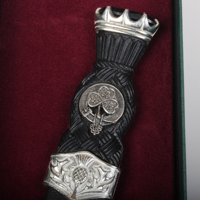 Shamrock Crest Badge Stone Top Thistle Design Sgian Dubh