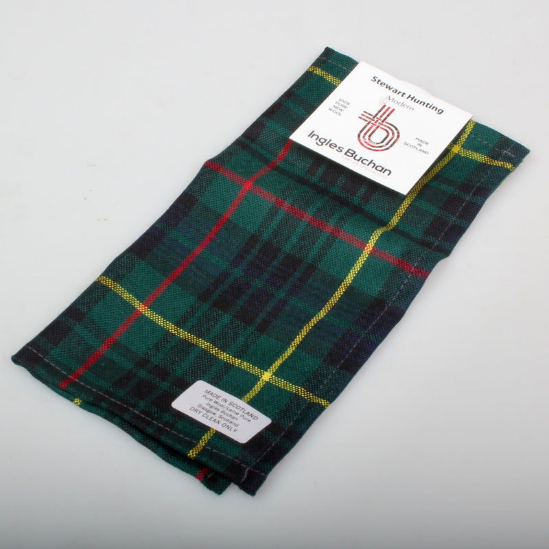 Wool Tartan Pocket Square in Stewart Hunting Modern Tartan.