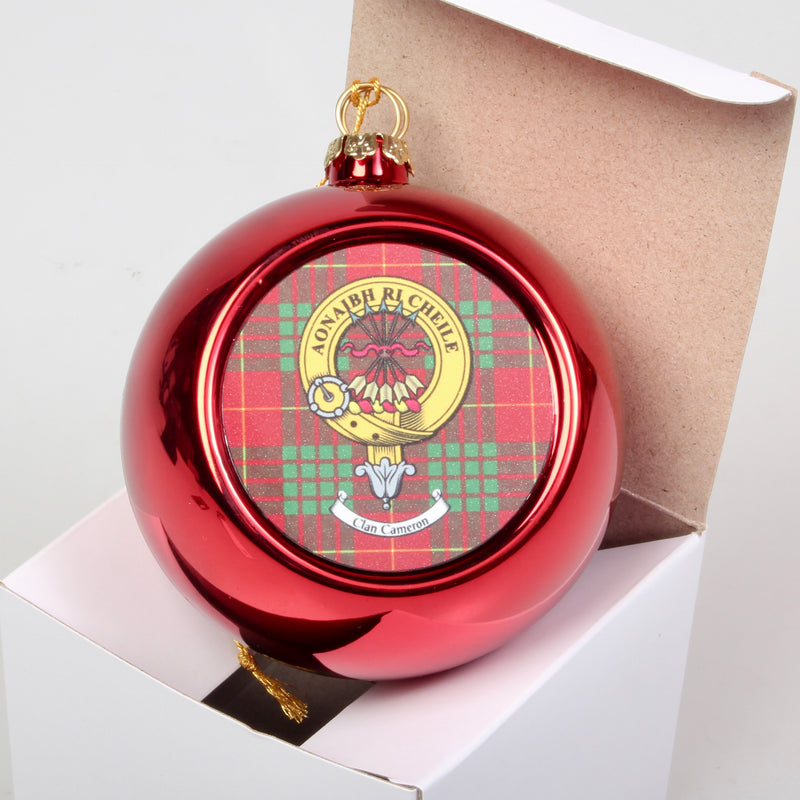 Cameron Clan Crest Christmas Bauble  - Large