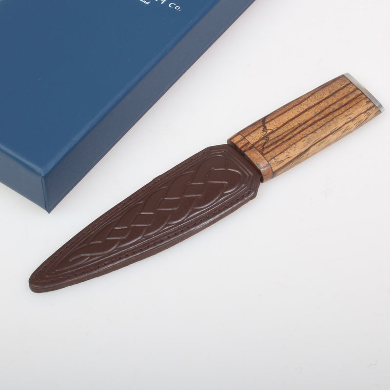 Arisaig - Zebrano Wood Sgian Dubh - Pewter Top