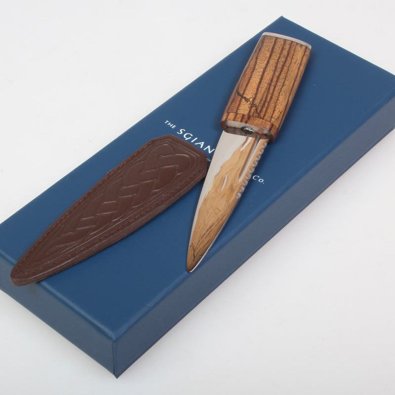 Arisaig - Zebrano Wood Sgian Dubh - Pewter Top