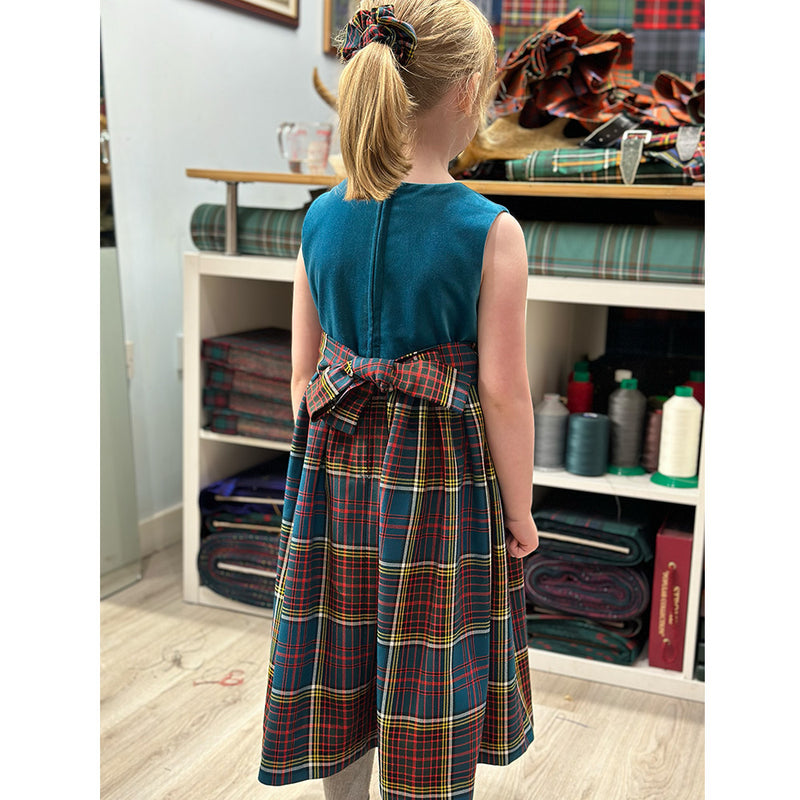 Girls Tartan and Velvet Dress (age 2 - 10) - Any Tartan