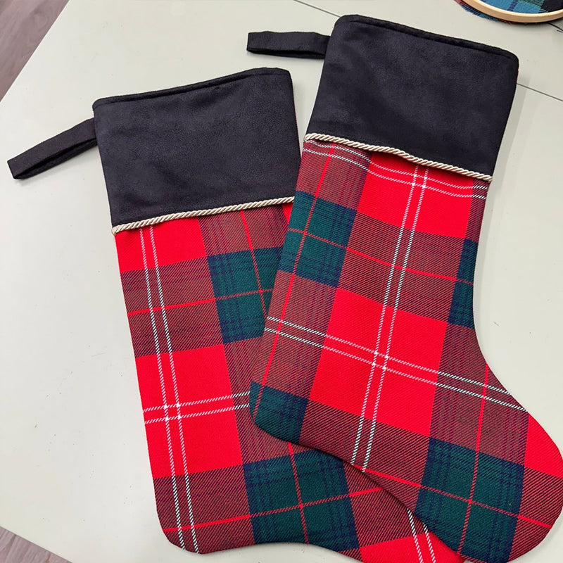 Custom Tartan Christmas Stocking with Embroidery