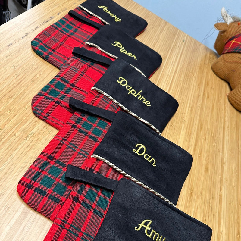 Custom Tartan Christmas Stocking with Embroidery