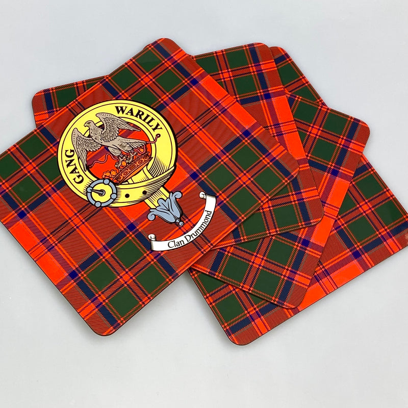 Drummond Clan Crest and Tartan Place Mats - Set of Four