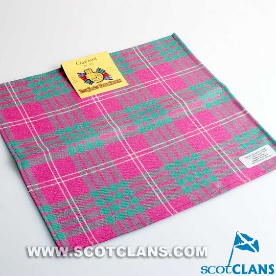 Wool Tartan Pocket Square in Crawford Ancient Tartan