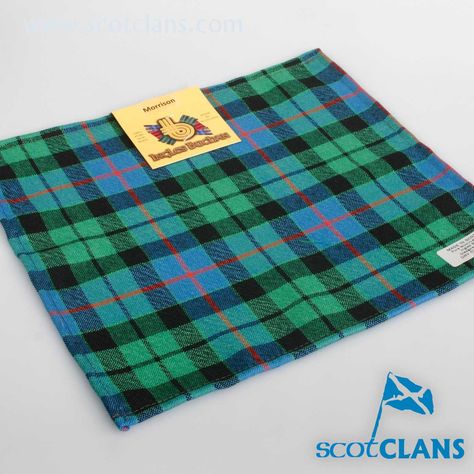 Wool Tartan Pocket Square in Morrison Hunting Ancient Tartan